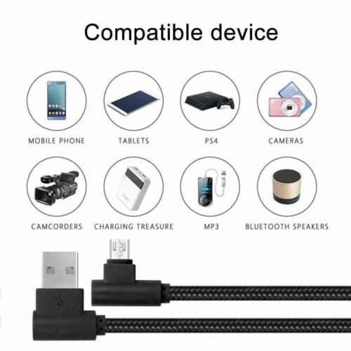 10FT 90 Degree Angle Fast Charge Micro USB Cable Rapid Power Sync Cord Charger L - Picture 5 of 16