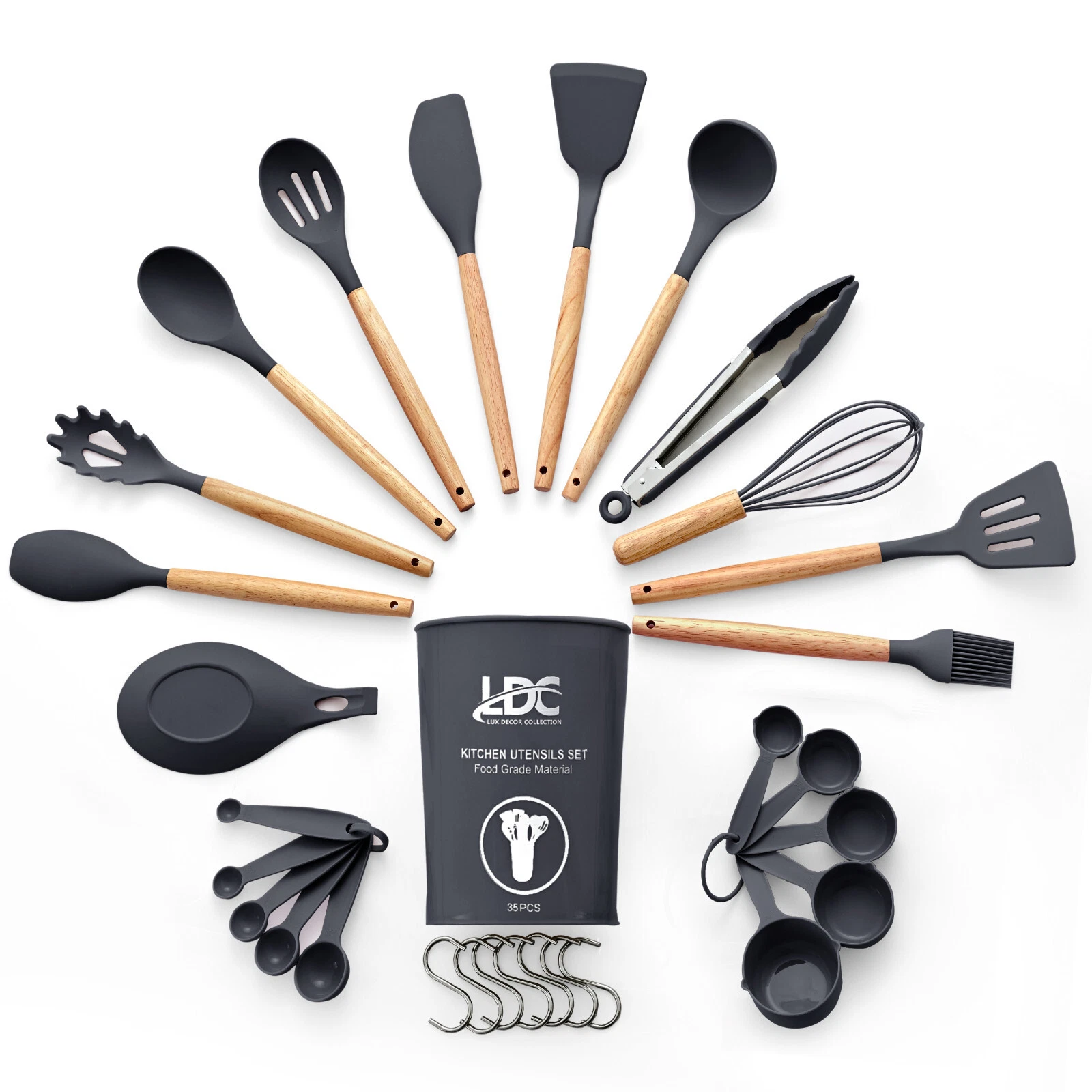 Cooking Utensil Set 35 Pieces Kitchen Gadget Tool Wooden Handle Kitchen Utensil