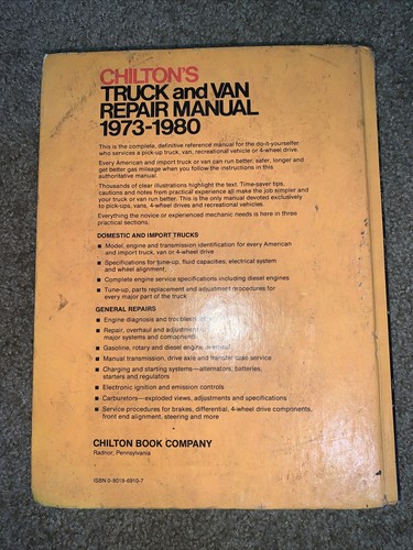Chilton's 1973-1980 Truck And Van Repair Manual Gas And Diesel Engines hardback - Picture 3 of 3