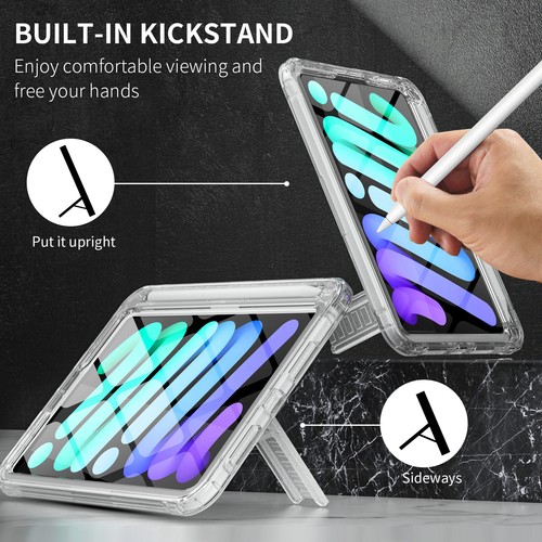 For iPad Mini 6th 8.3" 2021 Clear Case Shockproof Stand Cover w/Screen Protector - Picture 5 of 10