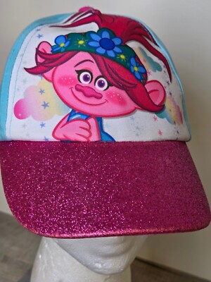 DreamWorks Trolls Poppy Girls Baseball Cap Blue Pink Glitter Brim Snapback Hat