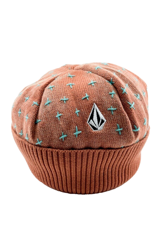 Volcom Mens Start Beanie Orange Aqua Cotton Knit Hat Snowboard Skater New No Tag - Picture 7 of 12