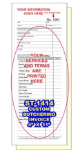 CUSTOM BUTCHERING  INVOICE 2 or 3 PART CARBONLESS