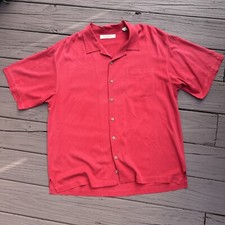 Tommy Bahama Men's Red Short Sleeve Silk Button Front Shirt Size XL
