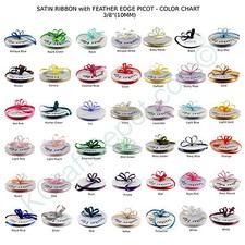 3/8 Inch 50 Yards Double Faced PICOT Feather Edge Satin Ribbon 100 Polyester