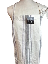 Vatican Homes Striped Gray Silver Shimmer Adjustable Apron 24x34" Cotton Unisex
