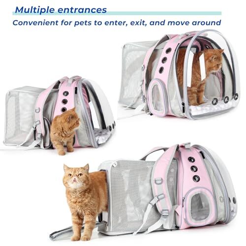 Pet Carrier Backpack, Bubble Backpack Carrier, Cats and Dual Expandable-Pink - Picture 5 of 7