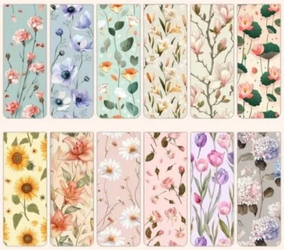 Set Of 4 Beautiful Floral Magnetic Bookmarks Great For Kids And Adults