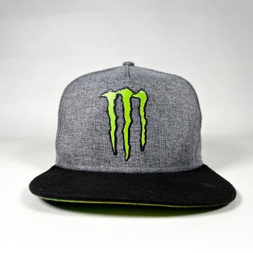 Monster Energy New Era 9FIFTY Snapback Hat Gray Black Flat Brim Cap One Size Sk8 - Picture 2 of 9