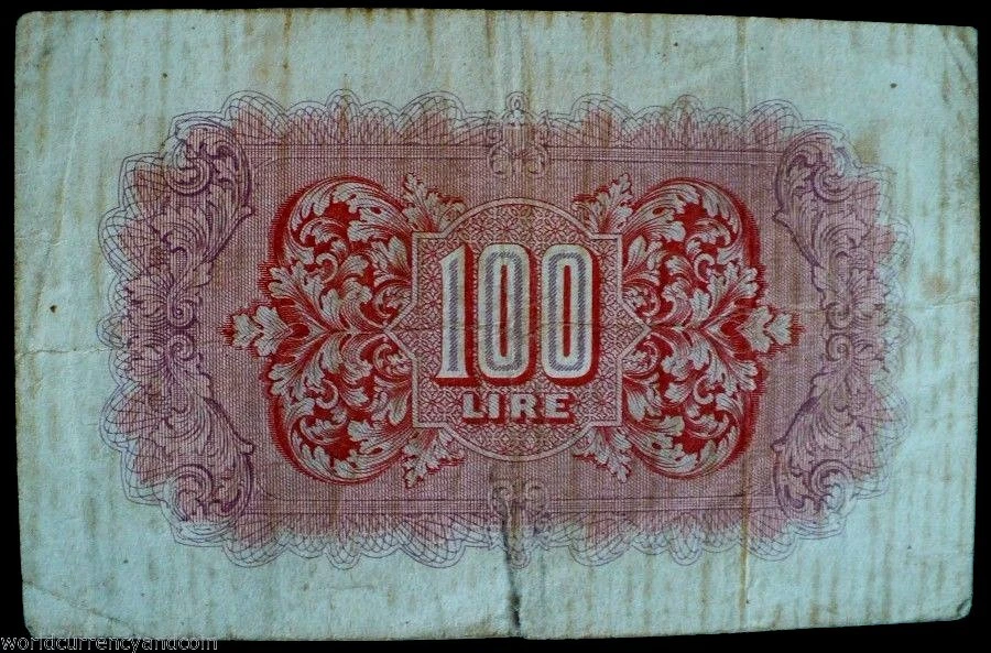 BILLETE TRIPOLITANIA LIBIA 100 LIRAS P-M5 1943 ANIMAL LEÓN ORIENTE MEDIO ÁRABE ITALIA Foto 3 de 3