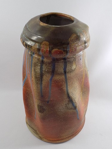 Vaso scultoreo vintage in ceramica artistica da studio smaltato a goccia - Foto 11 di 11