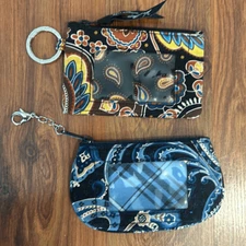 2 Vera Bradley coin purse pouch and keychain ID holder