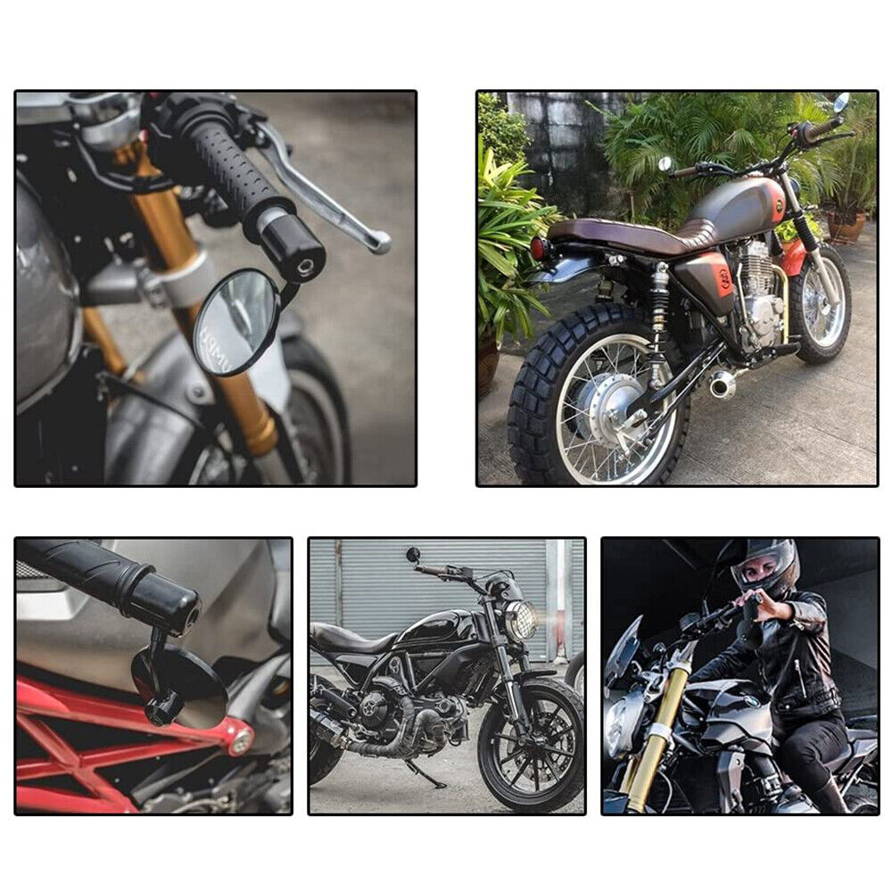 Black Handlebar End Rearview Side Mirror Round 7/8'' for Black Handlebar End Rearview Side Mirror Round 7/8'' for