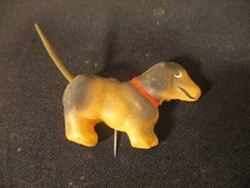 Ancien WHW Broche En Carton  Dackel Chien En Laiton Queue Balance 3E Reich