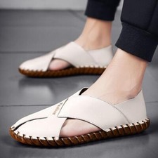 Men's Faux Leather Sandals Casual Shoes Beach Breathable Hollow Out Pull On Chic