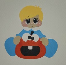 Sitting Pumpkin Baby Boy Blonde Hair. Scrapbook, Card making Paper Piecing.