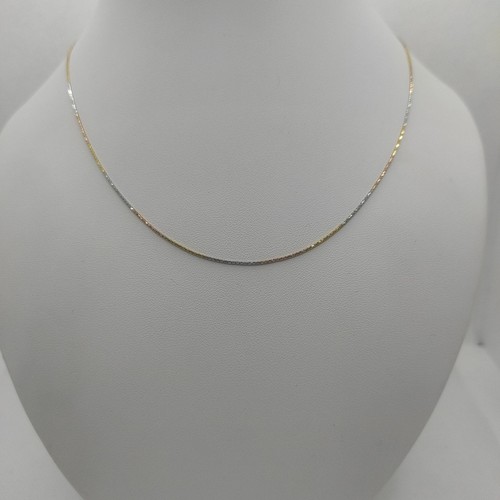 Collar De Oro 18K Malla Tubular Tres Colores 45Cm 2,90 Gr - Imagen 6 de 6