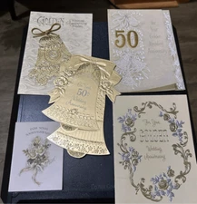 Vintage 1960s  Greeting Card 50th Gold Wedding Anniversary Lot 5 Hallmark Gibson