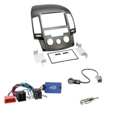 Doppel 2-DIN Radioblende schwarz+ALPINE Lenkradinterface für Hyundai i30 ab2009