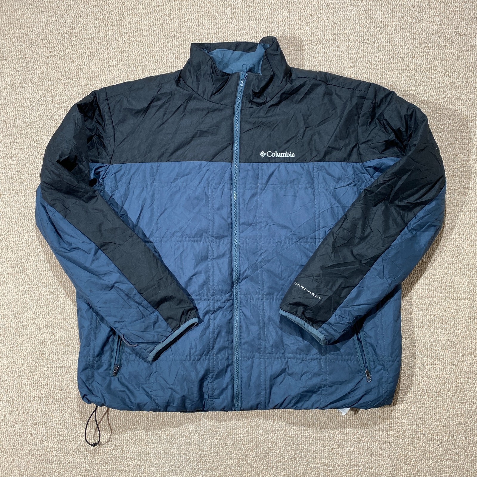 Columbia Men's XL Blue Black Omni-Heat Lightweight Puffer Jacket for Outdoor Adventures-image