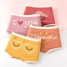 4 Pack Girls Boxer Shorts Underwear Briefs Cotton Knickers Age 4-14 Years