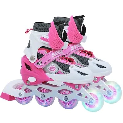 MARKENLOS Kinder Inline Skates Rollschuhe Rollerskate mit Leucht einstellbarer Größe