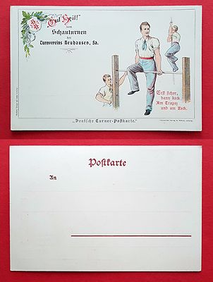 Occasion postcard Neuhausen in the Erzgebirge around 1900 show gymnastics gymnasts on the bar (18667