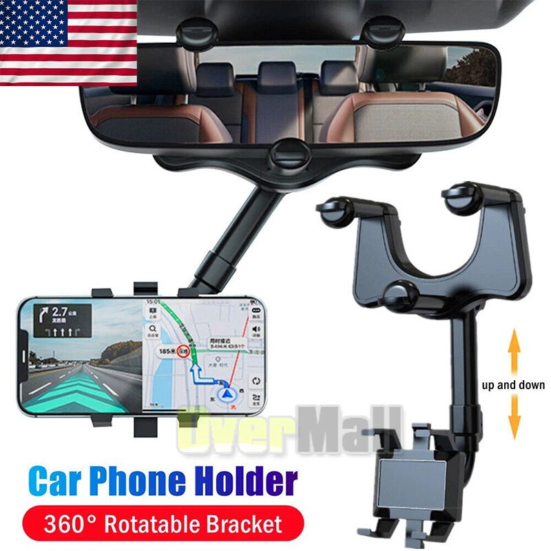 Soporte para teléfono de coche de 360° giratorio y retráctil para espejo retrovi Foto 2 de 4