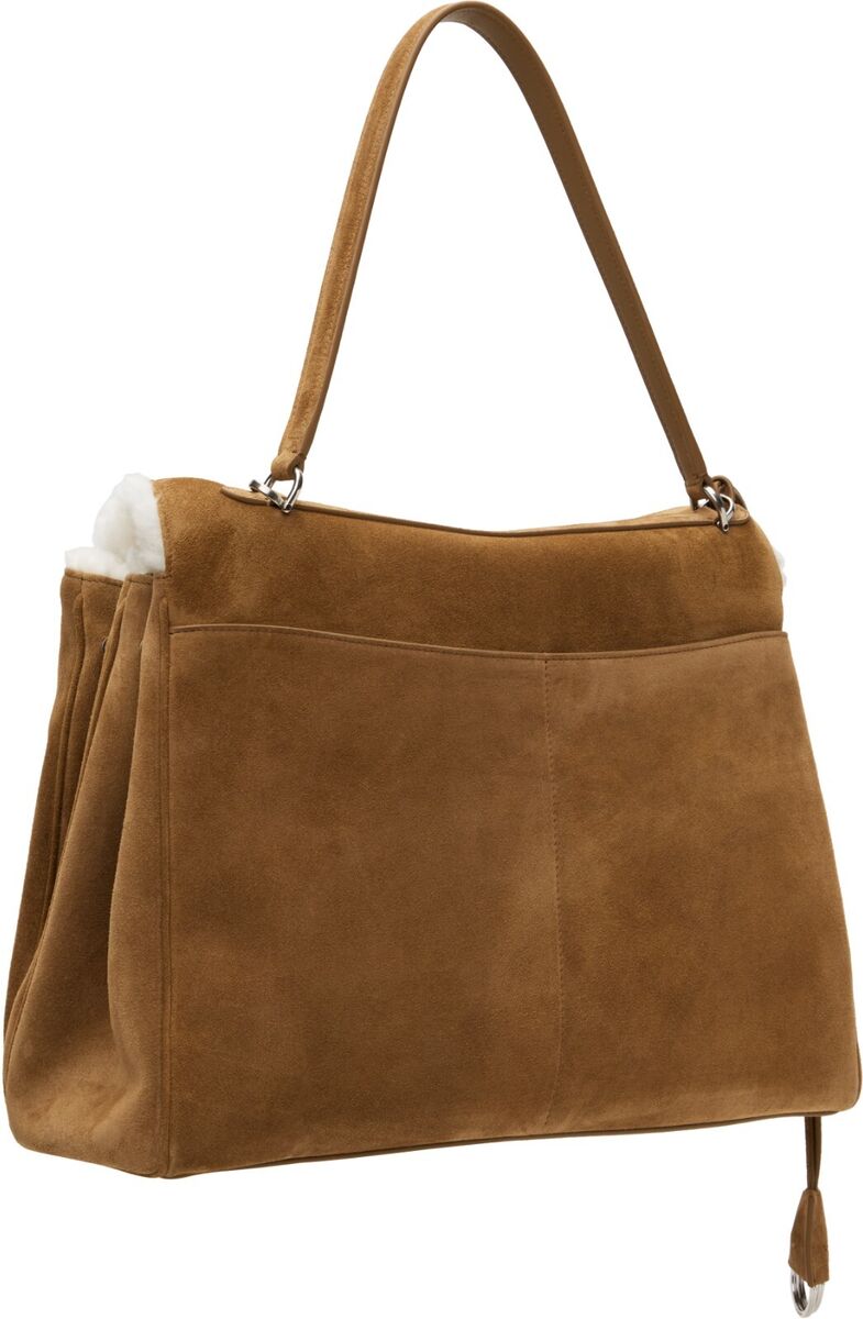 BALENCIAGA Rodeo Large $5500 Noce/White Suede Handbag New BALENCIAGA Rodeo Large $5500 Noce/White Suede Handbag New