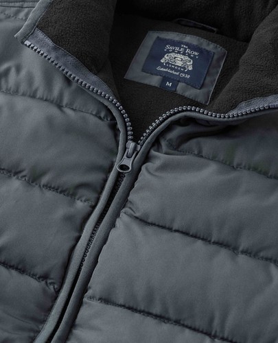 Savile Row Company Men's Dark Grey Quilted Gilet With Recycled Polyester Outer - Picture 4 of 5