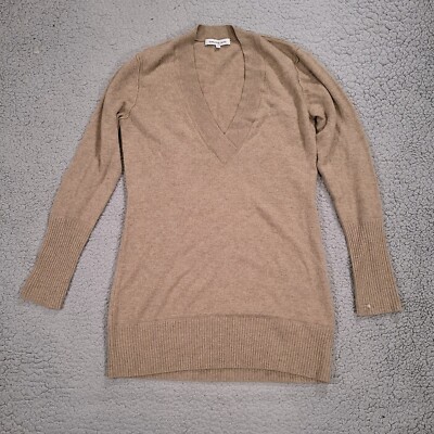 Barrow Grove Sweater Womens Small S Tan Pure Cashmere Medium Wash V Neck 