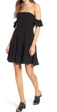 ASTR the Label Womens Black Textured Off-the-Shoulder Dress Size XS 12084