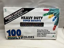 100-Light MULTI CHRISTMAS Incandescent Green WIRE End-2-End Set NEW