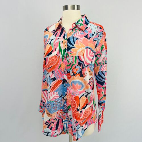 Talbots Size M Multicolor Floral Button Down Shirt Top Collared NWT $89 - Picture 1 of 12