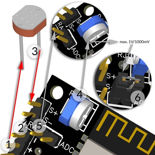 EI-OT ESP8266 5-12V Entwicklerplatine ESP-12 ESP-07 adj. analog ADC Pull Up - Picture 10 of 10