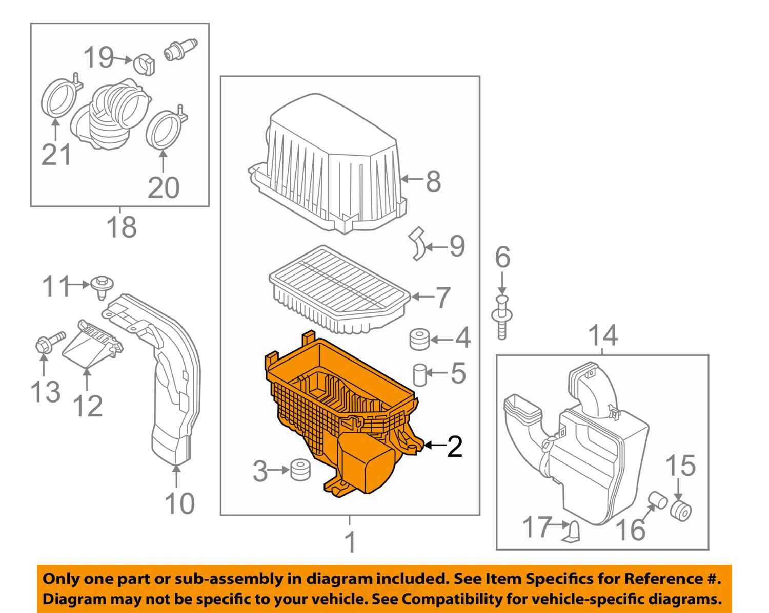 KIA OEM 1418 Soul Air Cleaner BoxLower Bottom Housing Body 28112B2000
