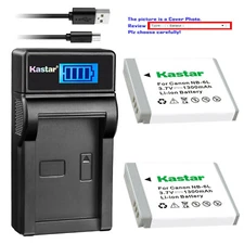 Kastar NB-6L Battery CB-2LY Charger for Canon PowerShot D10 D20 ELPH 500 HS S90