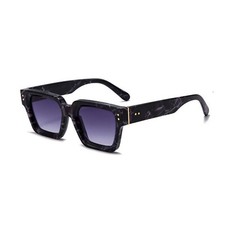Chunky Thick Square Frame Black Marble Pattern Designer Shades Sunglasses