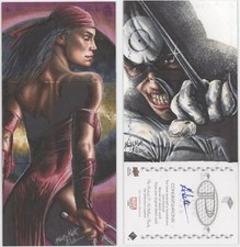2017 Marvel Premier Triple Panel Sketch Card Glebe Elektra Bullseye