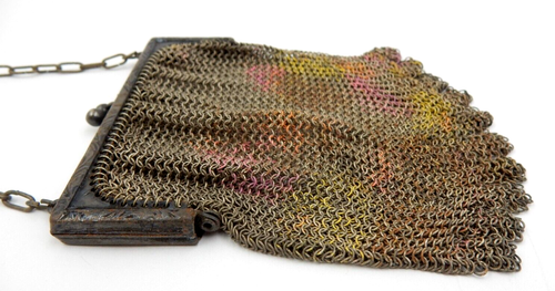 VINTAGE METAL MESH CLASP TOP PURSE WITH CHAIN BY WHITING & DAVIS CO. USA - Picture 7 of 16