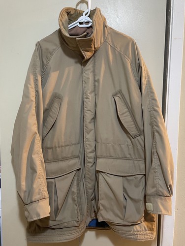 Vintage LL Bean Goose Down Parka Jacket Beige LARGE TALL LT, Made In USA