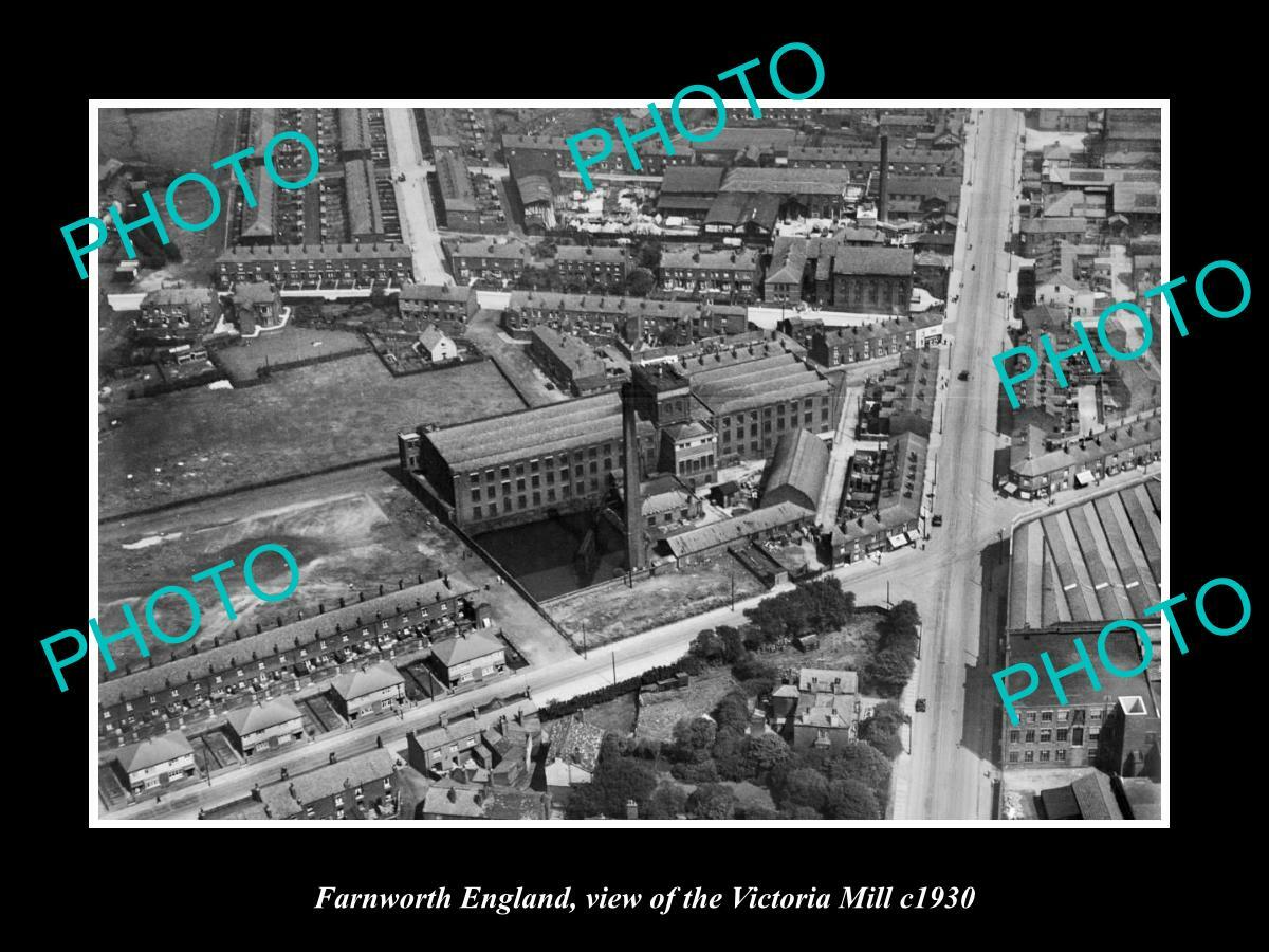 OLD 6 X 4 HISTORIC PHOTO OF FARNWORTH ENGLAND VIEW OF THE VICTORIA MILL
