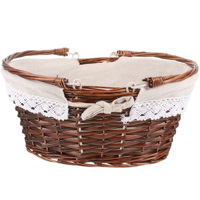  Pastoral Style Basket Woven Picnic Picknickkorb Einkaufen Handgewebter