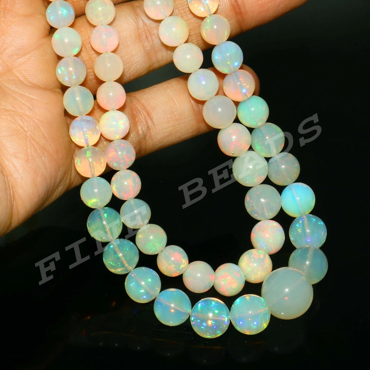 Opal Beads Real Opal Necklace Smooth Balls White Opal Necklace