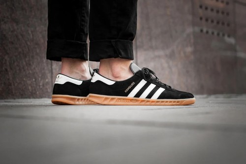 ✅ Authentic Adidas Originals Hamburg Shoes Black White Size UK 6 & 6.5 - Picture 8 of 15