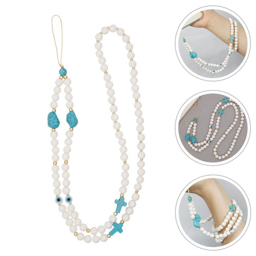 Turquoise Mobile Phone Chain Beaded Pearls Wrist Strap Hanging Neck - 第 6/12 張圖片
