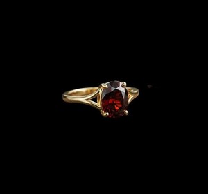 Authentic 925 Sterling Silver Over Gold Plated Natural Garnet Gemstone Ring S US 6 VJ-660