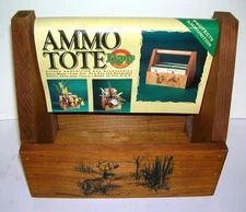 Primitive Style Wood Box Ammo Tote Work Box Rustic Whitetail Deer Design 10x9x6"