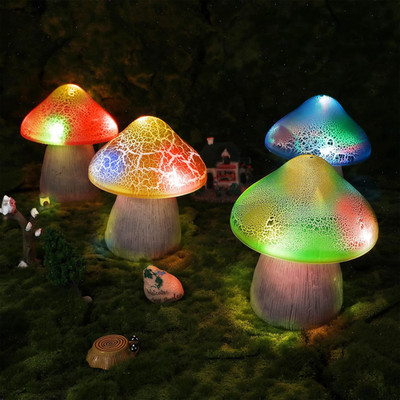 Solar Mushroom Lights Outdoor Garden Decor 4.7X5.7 Inch Spring Summer Stake Ligh
