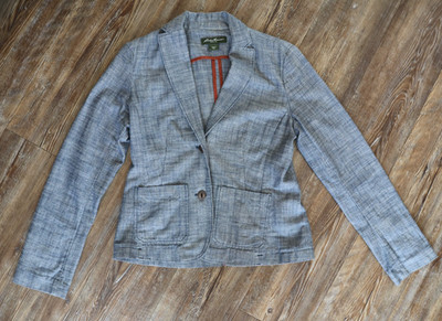 Womens Eddie Bauer Classic Quiet Luxury 100% Cotton Career Blazer Jacket Size 4